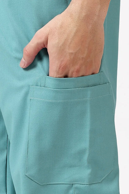 Safe Drapes Men's V-Neck (Aqua Mint) Scrub