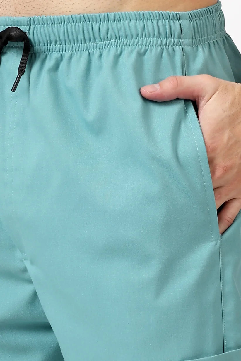 Safe Drapes Men's V-Neck (Aqua Mint) Scrub