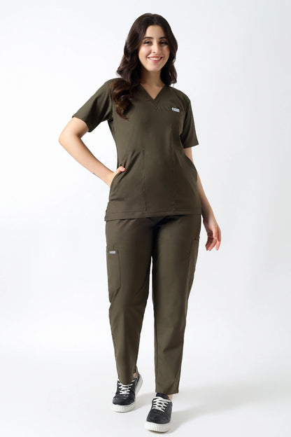 Safe Drapes Women's V-Neck (Olive) Scrub