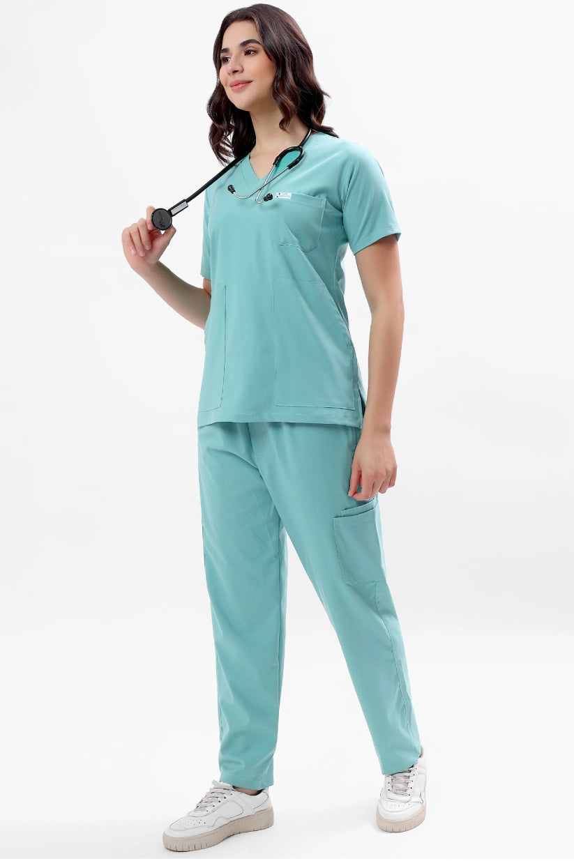 Safe Drapes Women's V-Neck (Seafoam Green) Scrub
