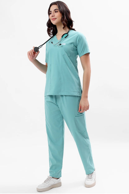 Safe Drapes Women's V-Neck (Seafoam Green) Scrub