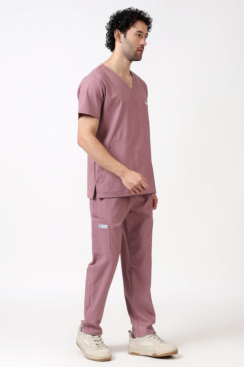 Safe Drapes Men's V-Neck (Dusty Rose) Scrub