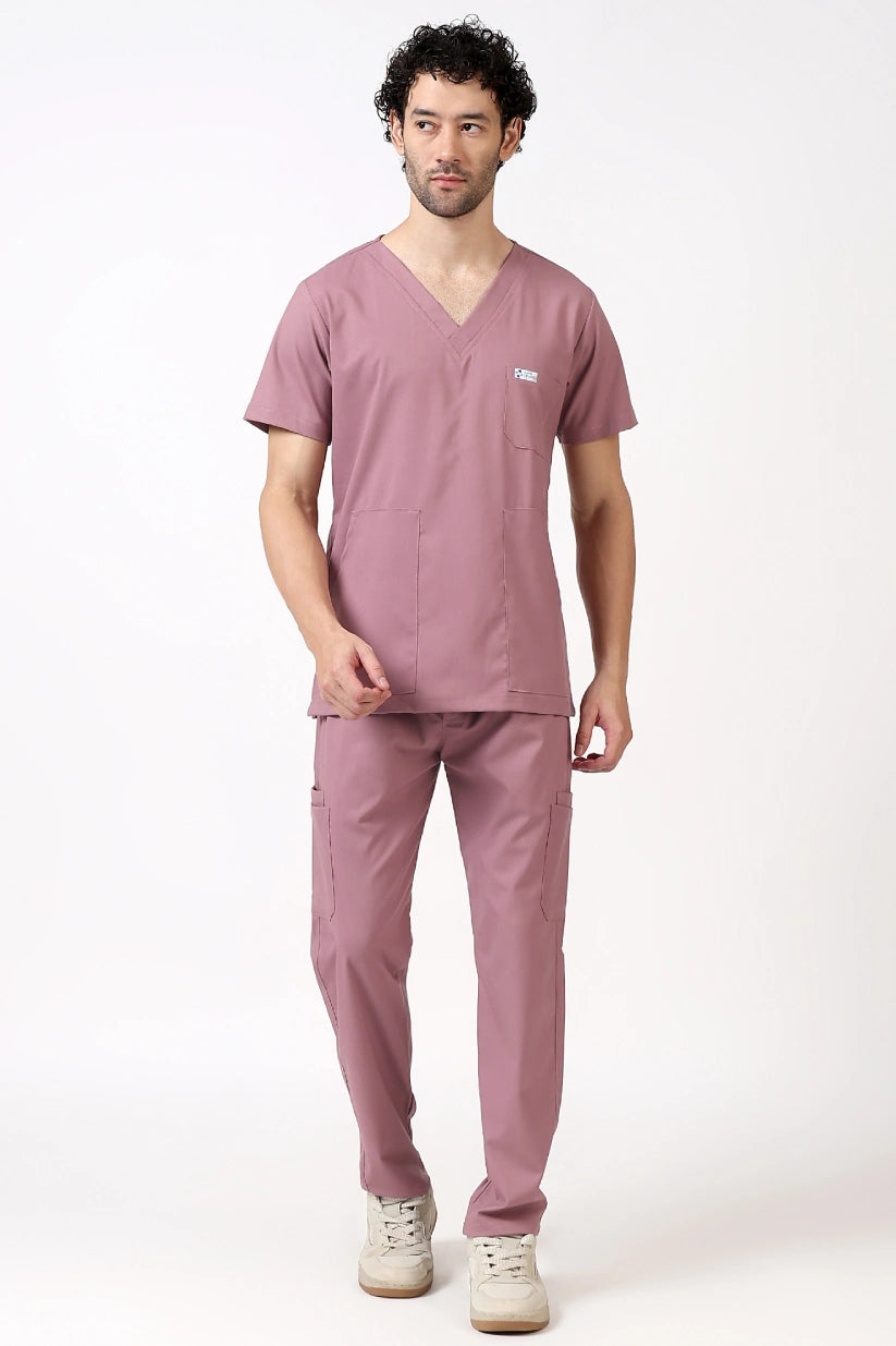 Safe Drapes Men's V-Neck (Dusty Rose) Scrub