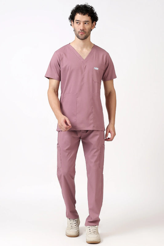 Safe Drapes Men's V-Neck (Dusty Rose) Scrub