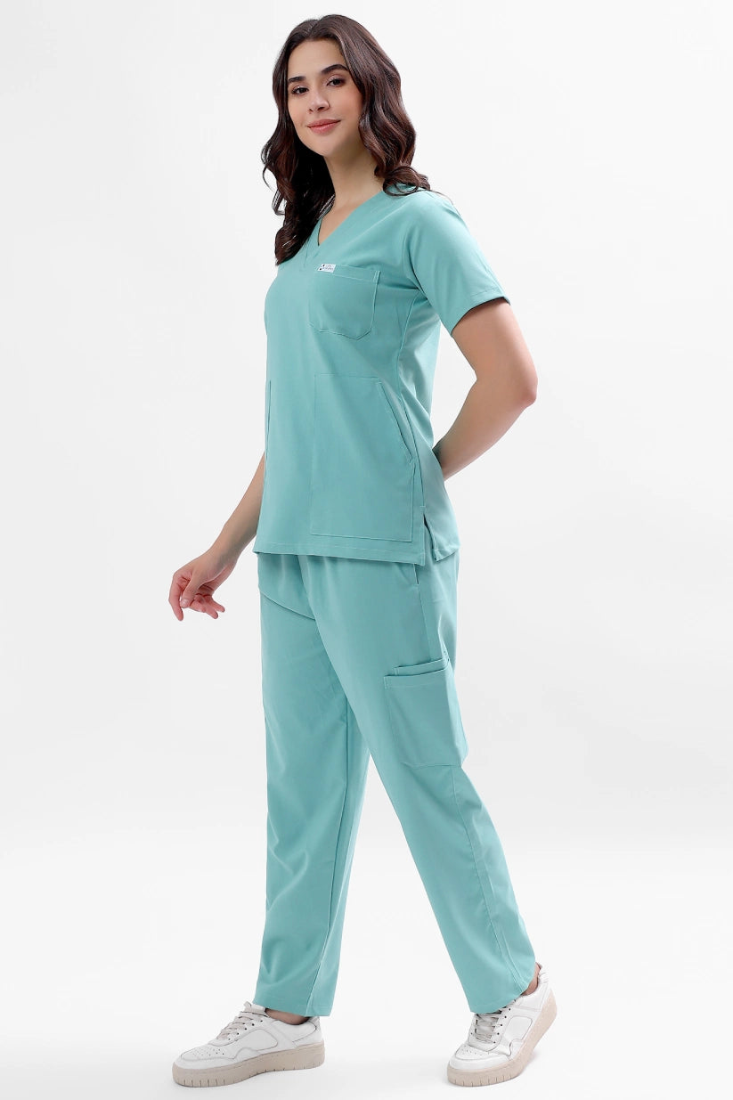 Safe Drapes Women's V-Neck (Seafoam Green) Scrub