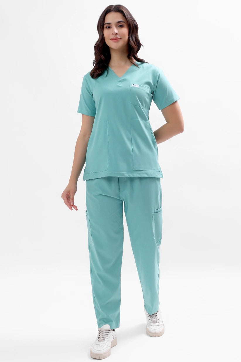 Safe Drapes Women's V-Neck (Seafoam Green) Scrub