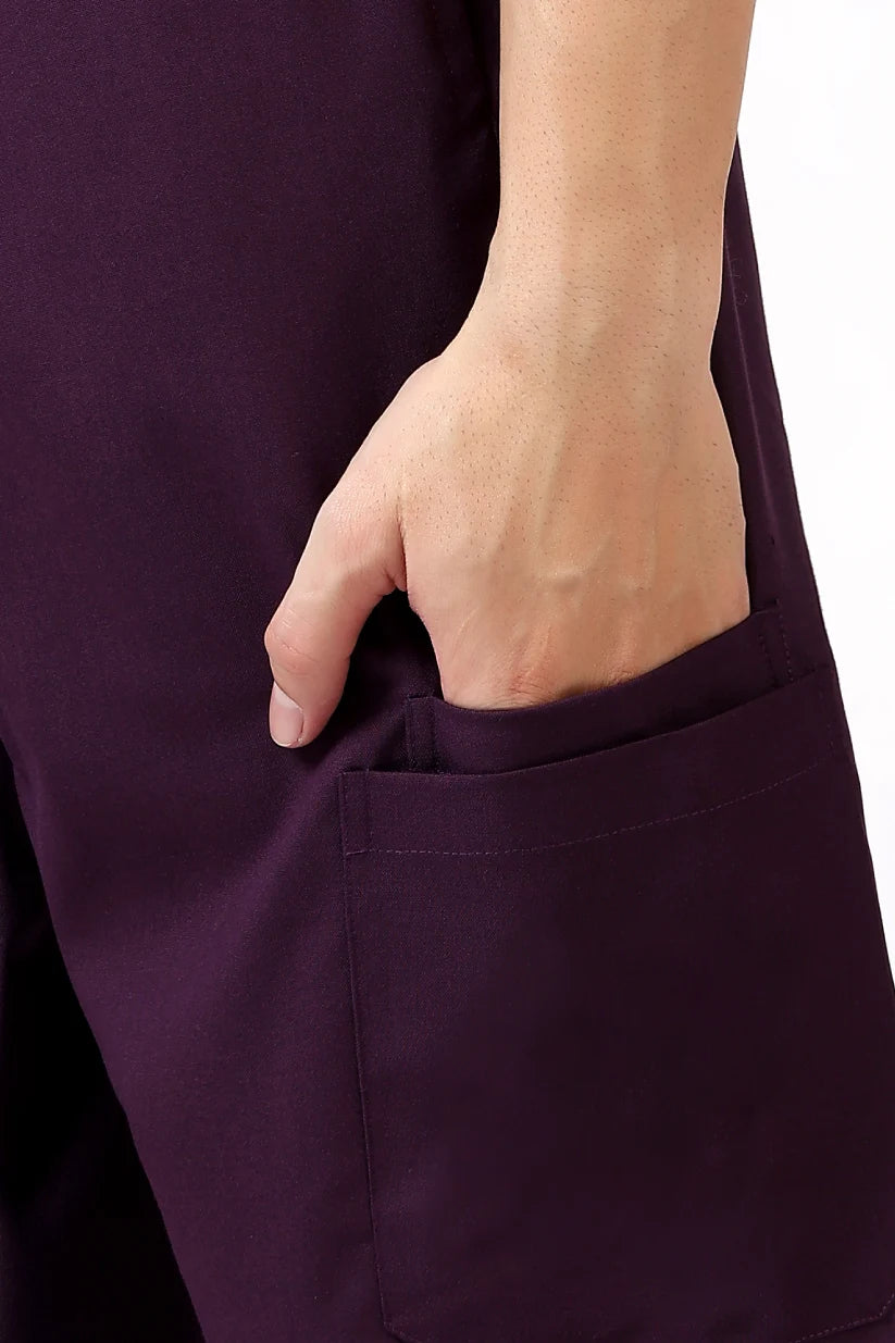 Safe Drapes Men's Mandarin Collar (Dark Plum) Scrub