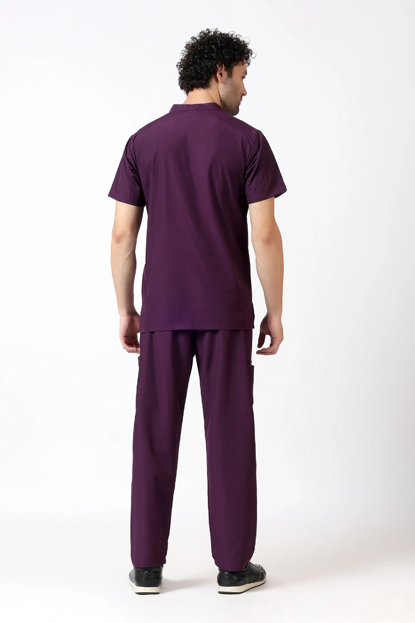 Safe Drapes Men's Mandarin Collar (Wine) Scrub