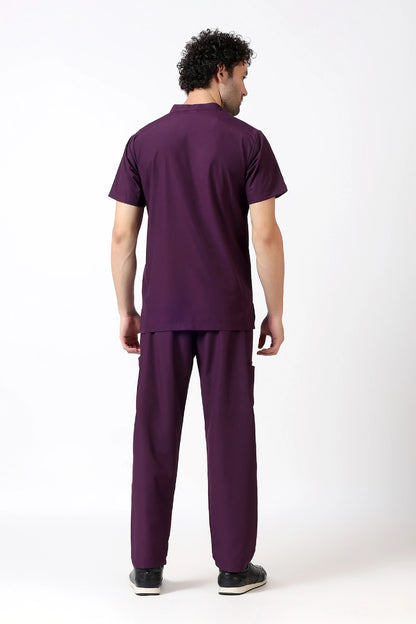 Safe Drapes Men's Mandarin Collar (Wine) Scrub