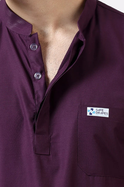 Safe Drapes Men's Mandarin Collar (Wine) Scrub