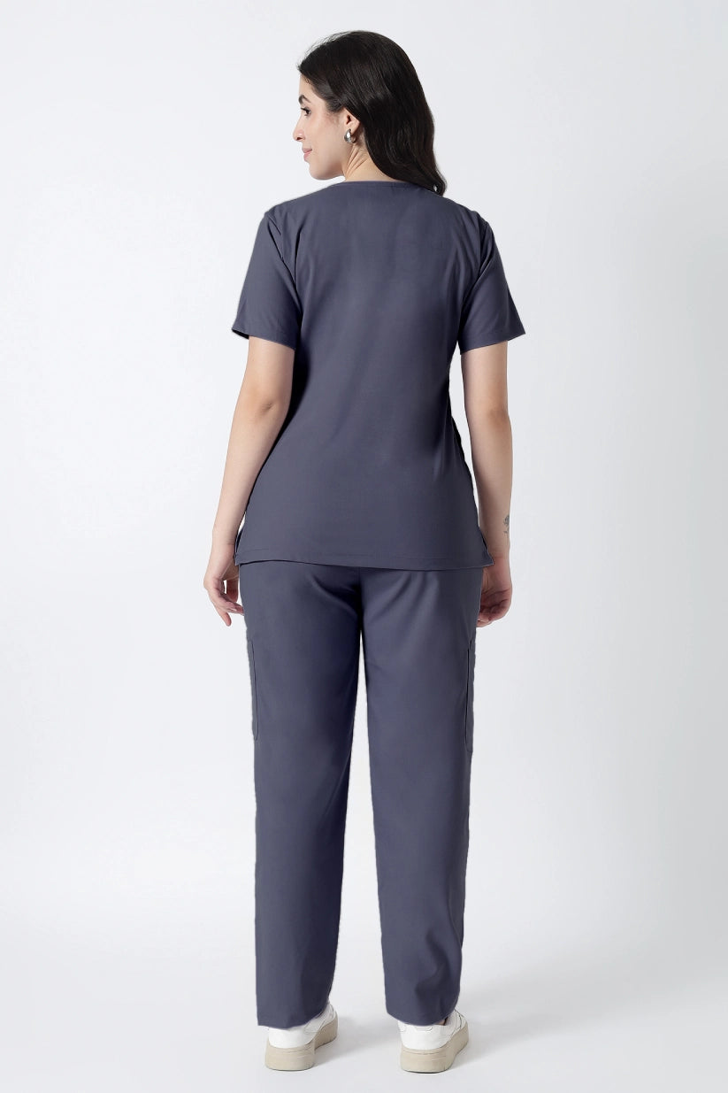 Safe Drapes Women's V-Neck (Charcoal Grey) Scrub