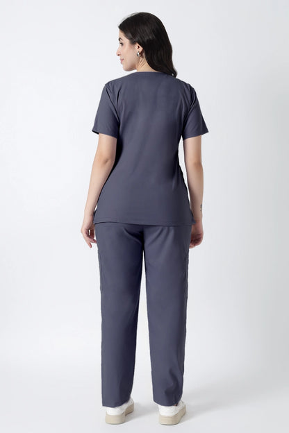 Safe Drapes Women's V-Neck (Charcoal Grey) Scrub