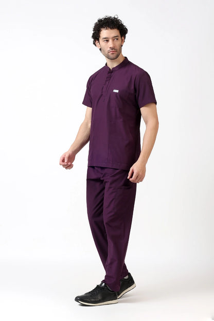 Safe Drapes Men's Mandarin Collar (Wine) Scrub