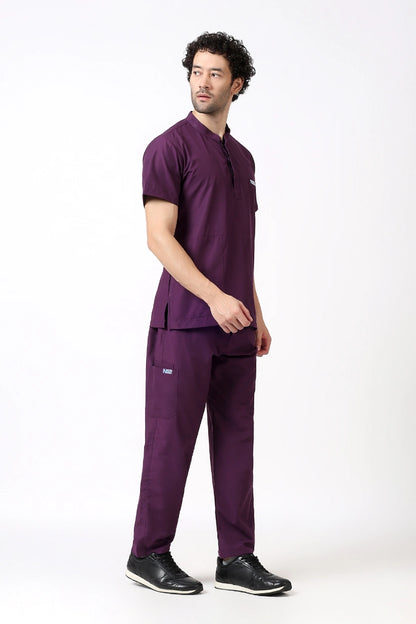 Safe Drapes Men's Mandarin Collar (Wine) Scrub