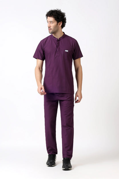Safe Drapes Men's Mandarin Collar (Wine) Scrub