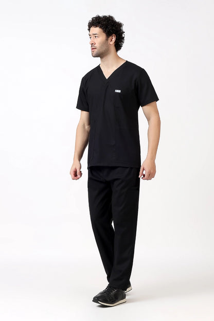 Safe Drapes Men's V-Neck (Black) Scrub
