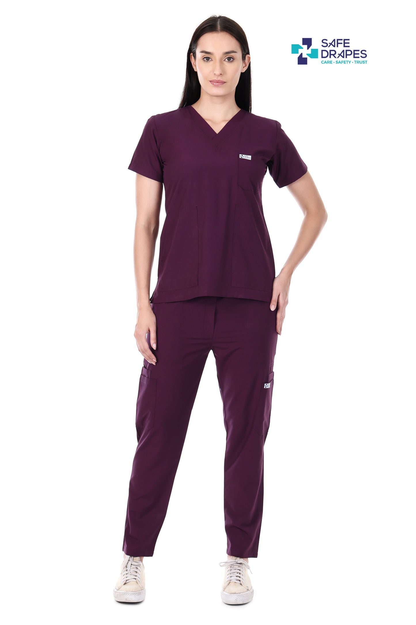 Safe Drapes Women's Professional V-Neck Medical Scrub Set