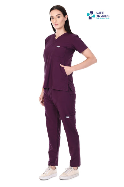 Safe Drapes Women's Professional V-Neck Medical Scrub Set
