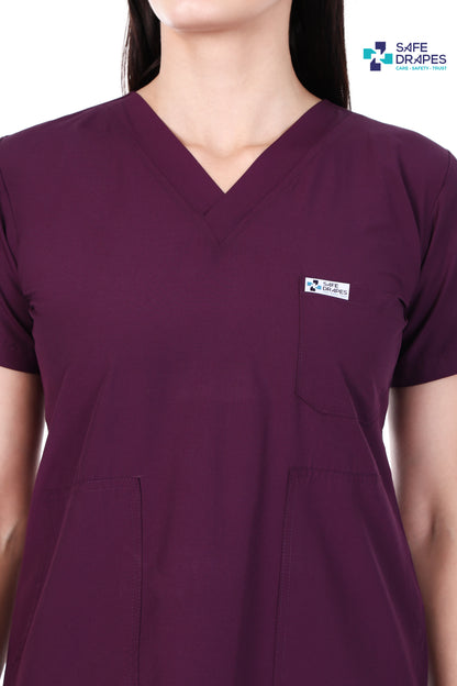 Safe Drapes Women's Professional V-Neck Medical Scrub Set