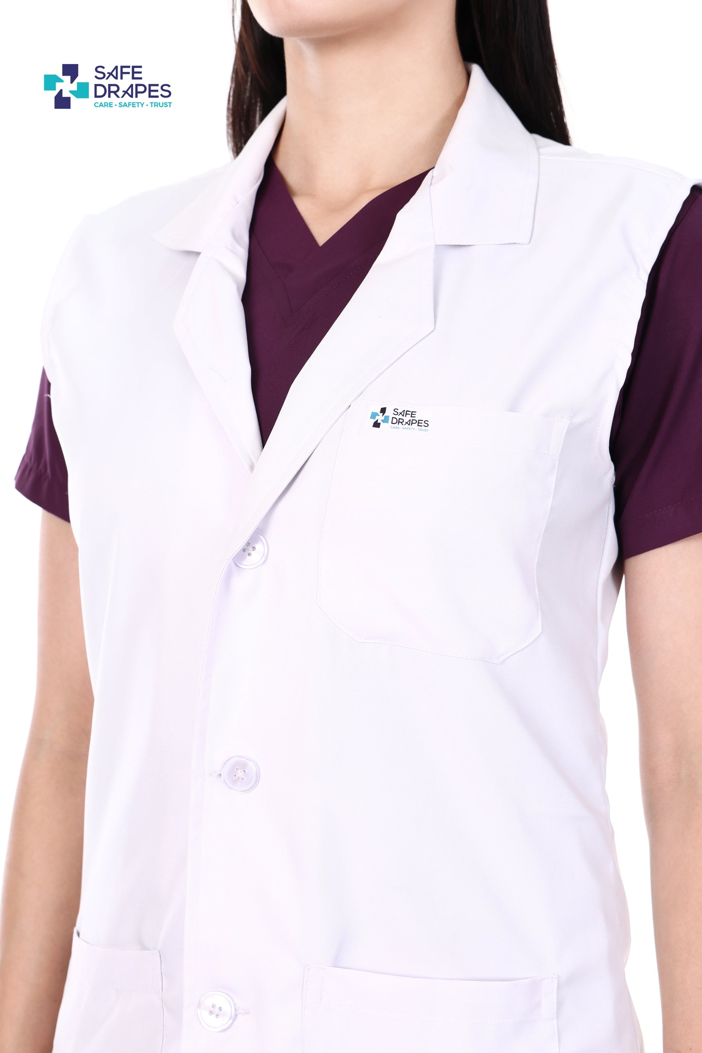 Safe Drapes Women's Professional Sleeveless Lab Coat Vest