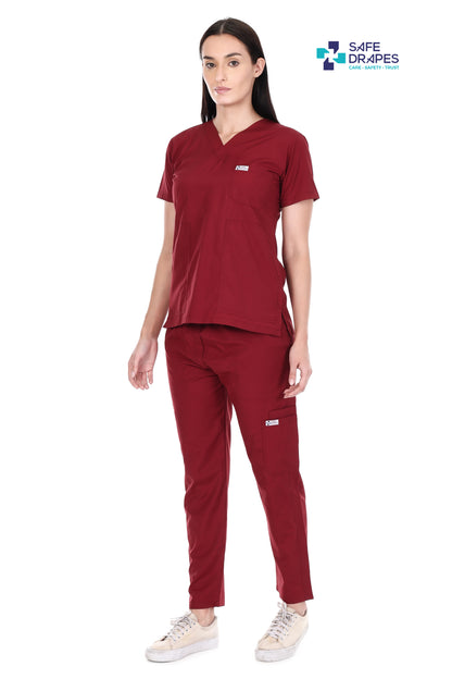 Safe Drapes Women's Professional V-Neck Medical Scrub Set