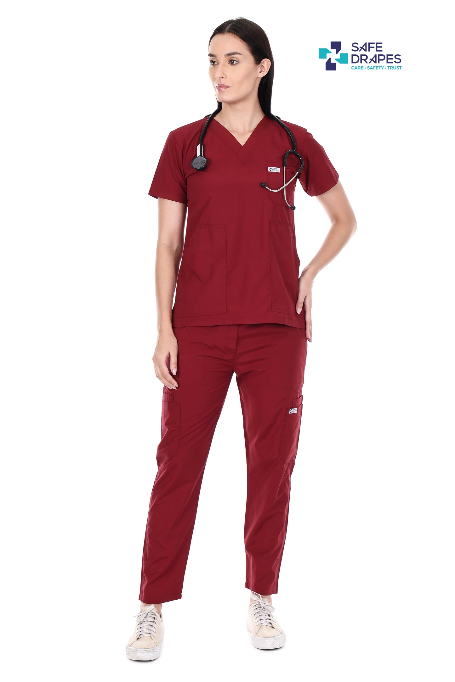 Safe Drapes Women's Professional V-Neck Medical Scrub Set