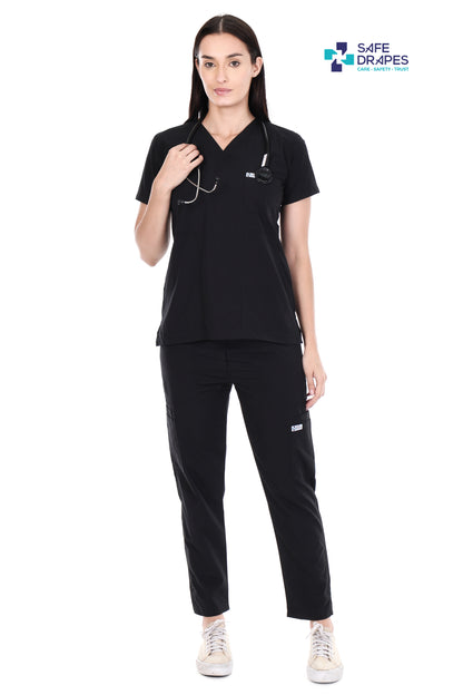 Safe Drapes Women's Professional V-Neck Medical Scrub Set