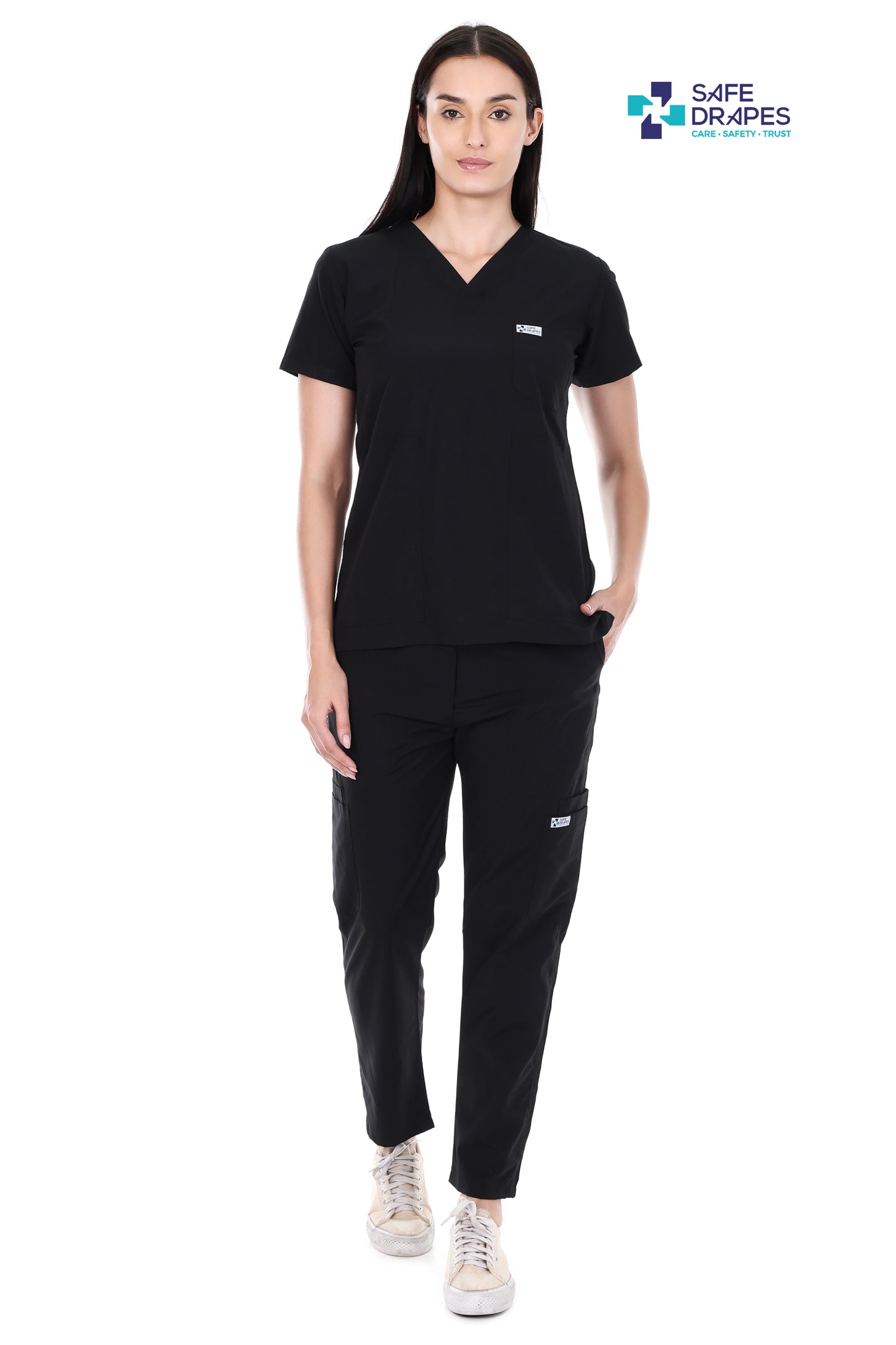 Safe Drapes Women's Professional V-Neck Medical Scrub Set