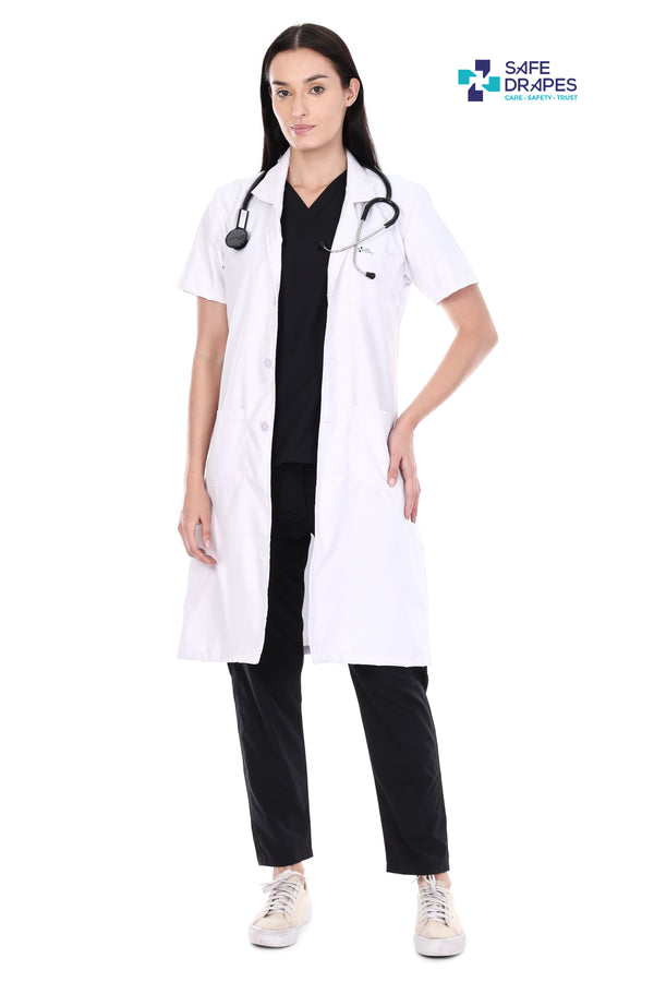 Safe Drapes Women's Professional Short Sleeve Full-Length Lab Coat
