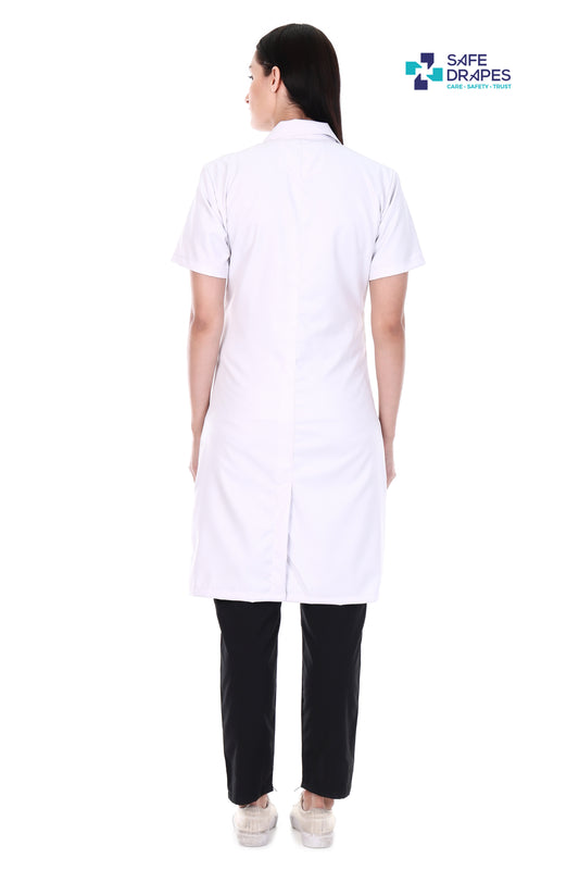 Safe Drapes Women's Professional Short Sleeve Full-Length Lab Coat