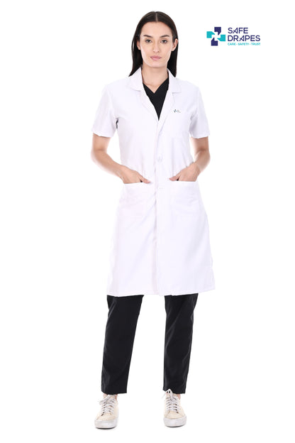 Safe Drapes Women's Professional Short Sleeve Full-Length Lab Coat