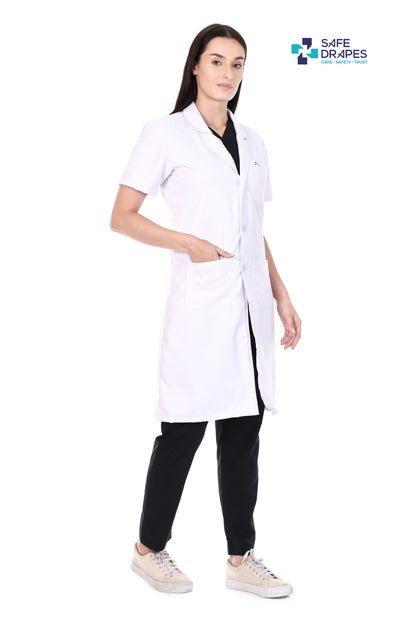 Safe Drapes Women's Professional Short Sleeve Full-Length Lab Coat