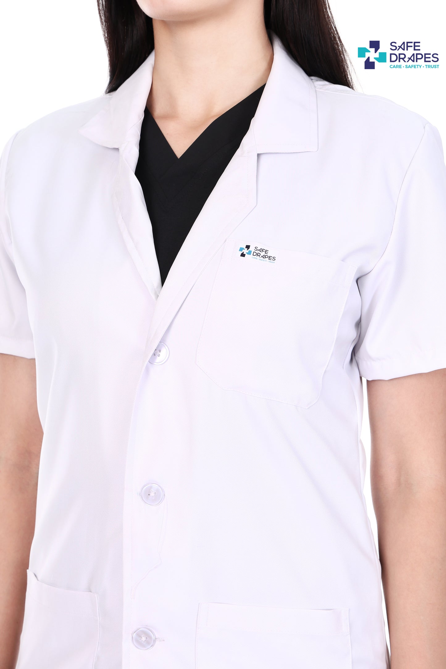Safe Drapes Women's Professional Short Sleeve Full-Length Lab Coat