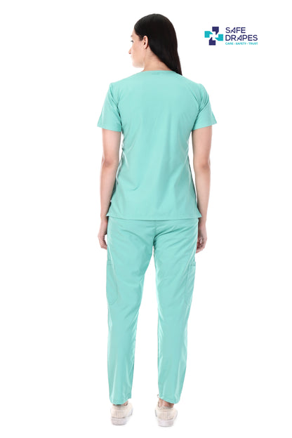 Safe Drapes Women's Professional V-Neck Medical Scrub Set