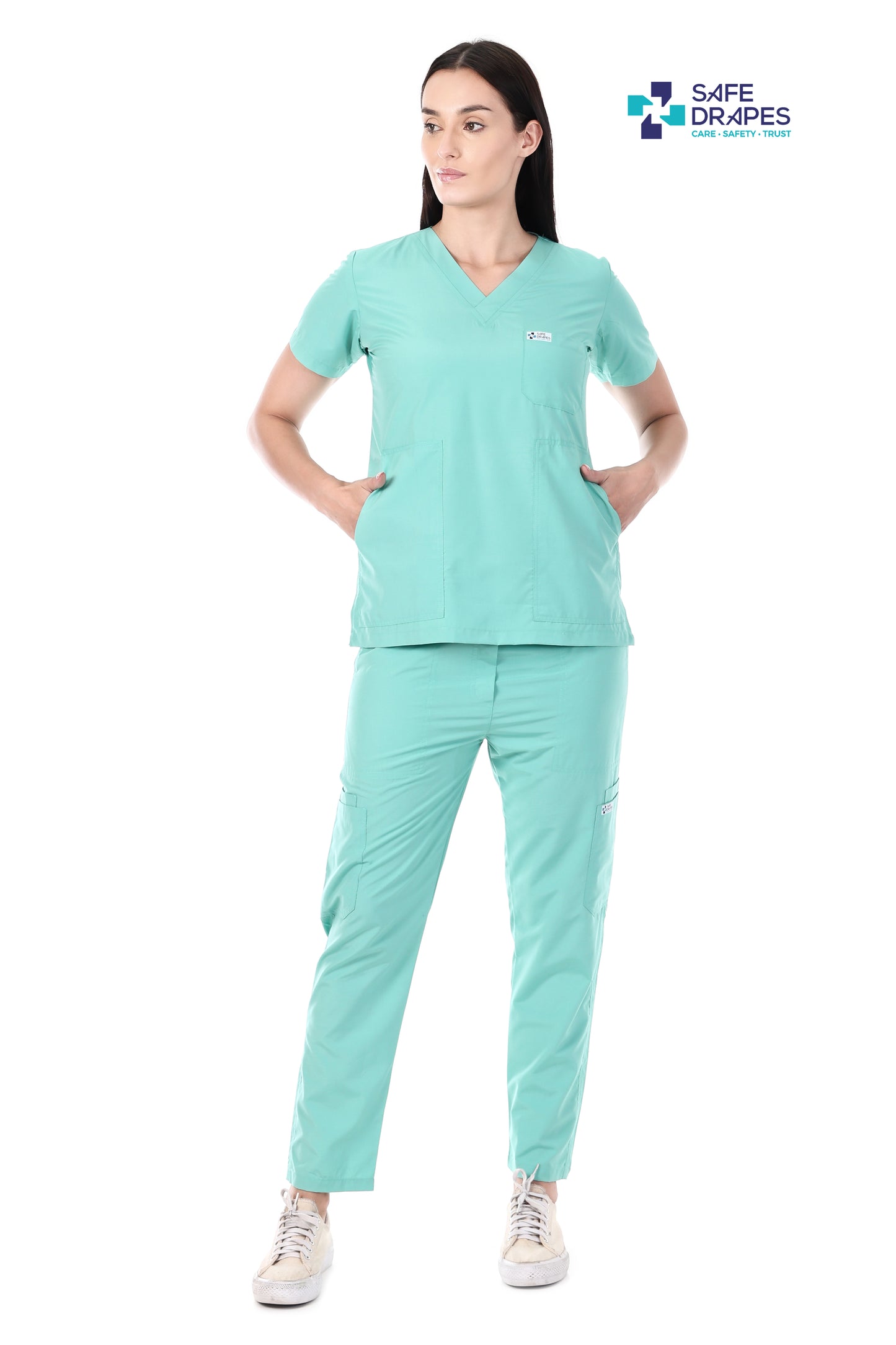 Safe Drapes Women's Professional V-Neck Medical Scrub Set