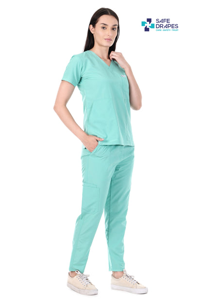 Safe Drapes Women's Professional V-Neck Medical Scrub Set