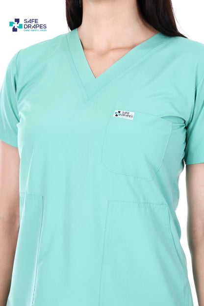 Safe Drapes Women's Professional V-Neck Medical Scrub Set