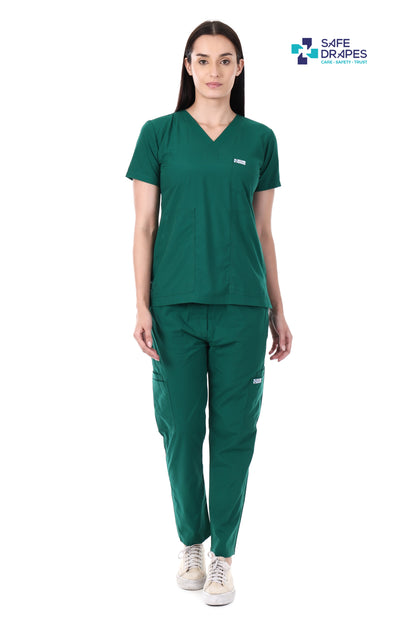 Safe Drapes Women's Professional V-Neck Medical Scrub Set