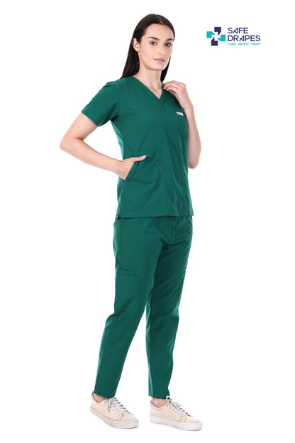 Safe Drapes Women's Professional V-Neck Medical Scrub Set