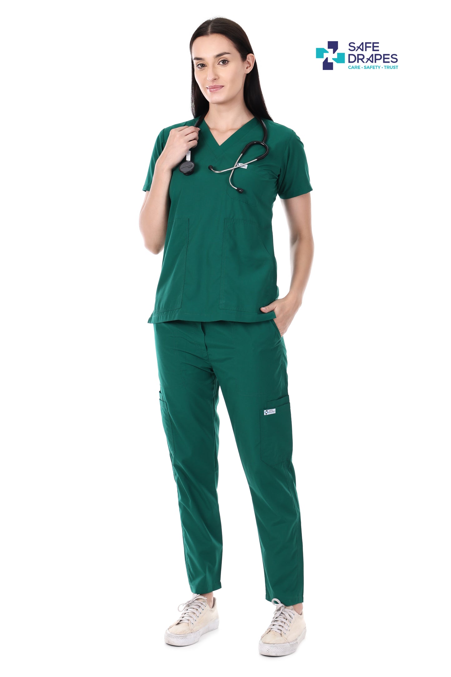 Safe Drapes Women's Professional V-Neck Medical Scrub Set