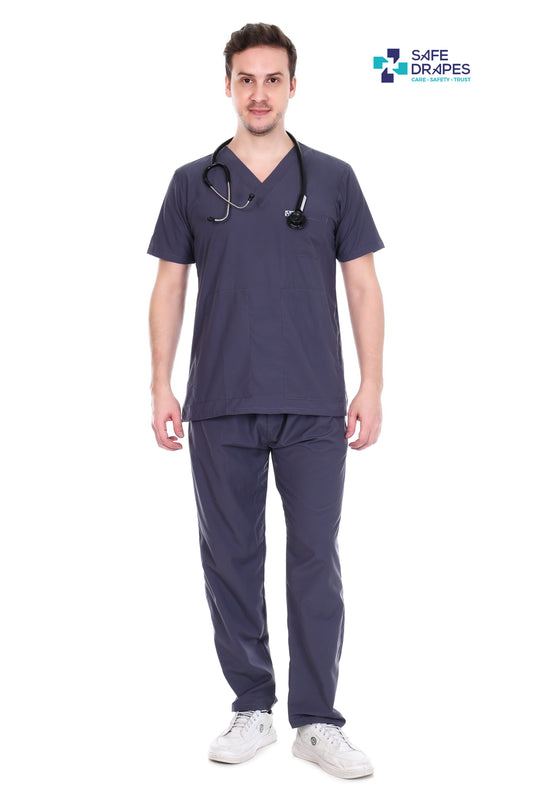 Safe Drapes Men's Professional V-Neck Medical Scrub Set