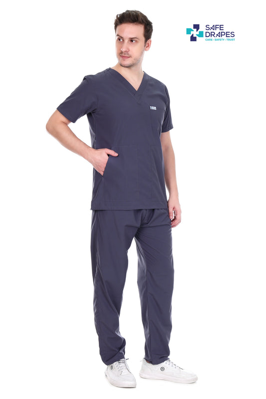 Safe Drapes Men's Professional V-Neck Medical Scrub Set
