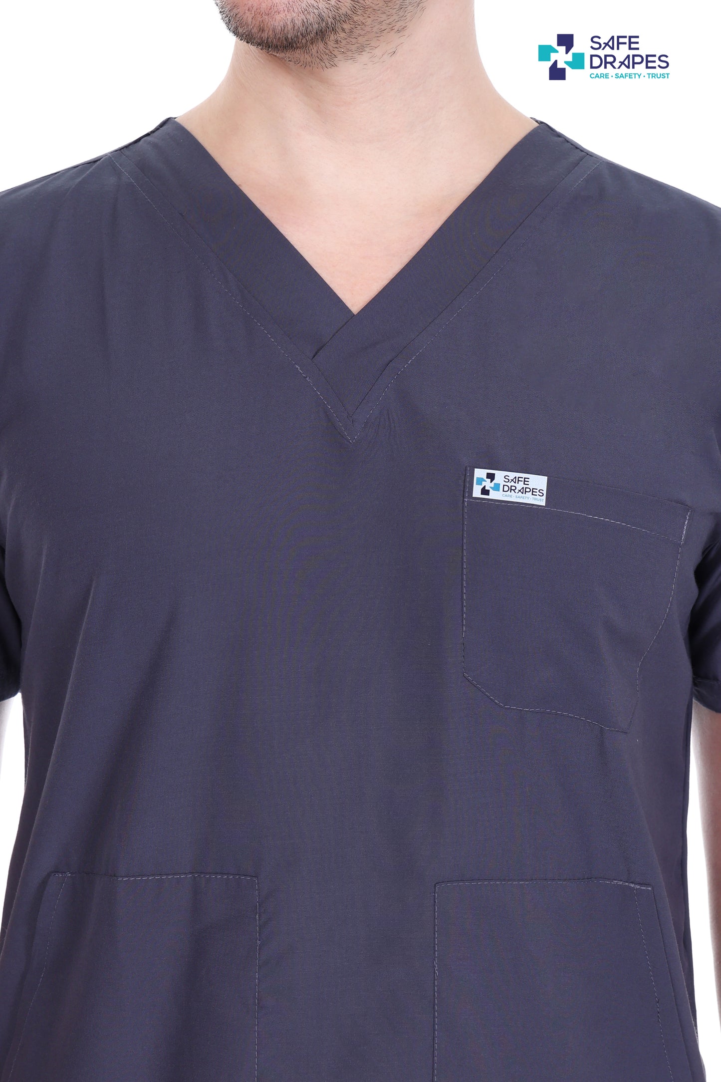 Safe Drapes Men's Professional V-Neck Medical Scrub Set