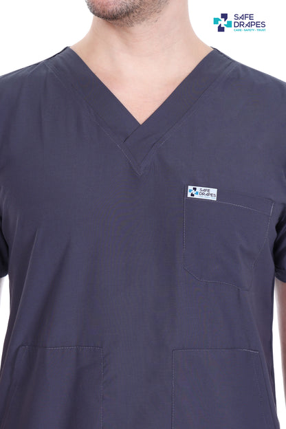 Safe Drapes Men's Professional V-Neck Medical Scrub Set