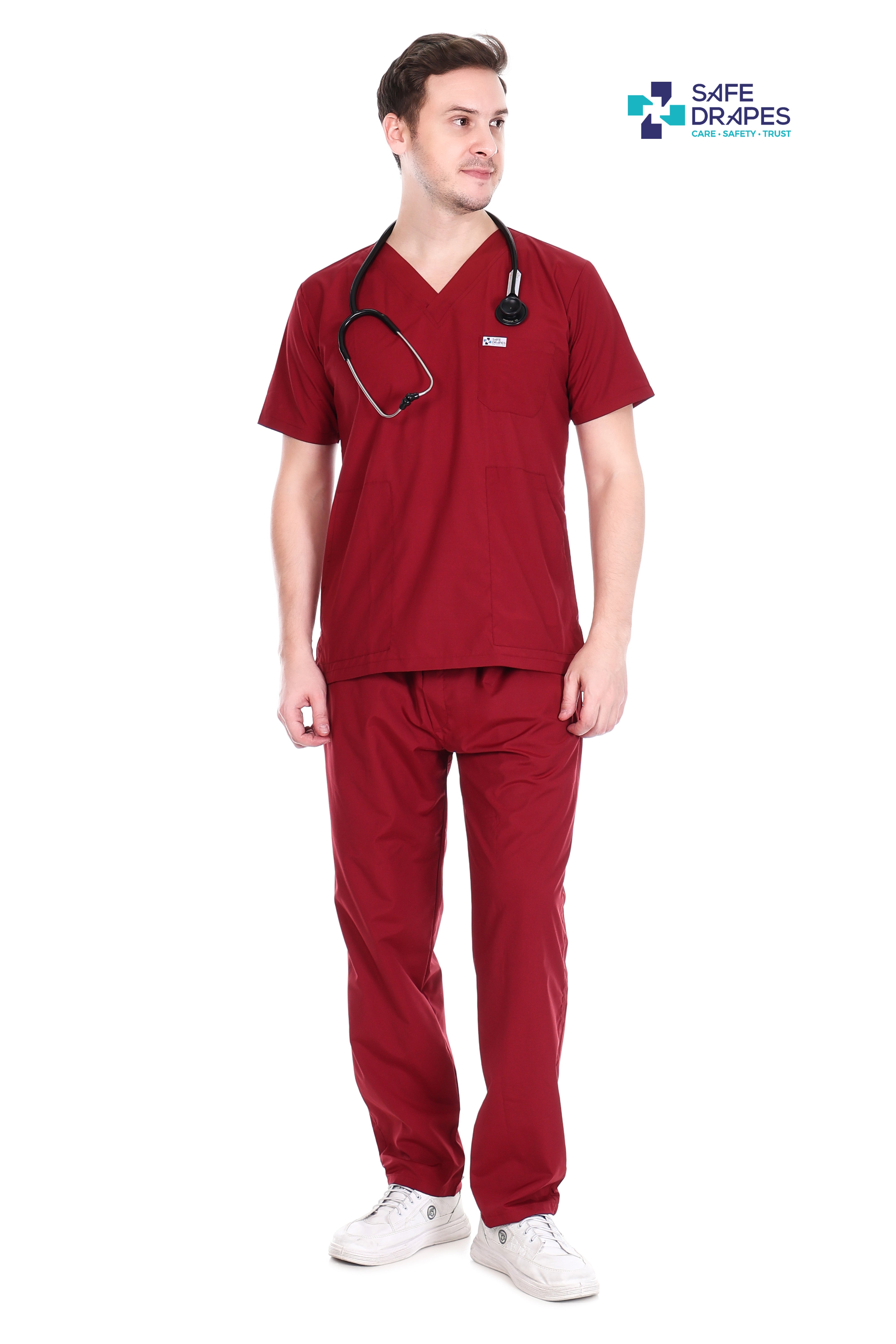 Safe Drapes Men's Professional V-Neck Medical Scrub Set