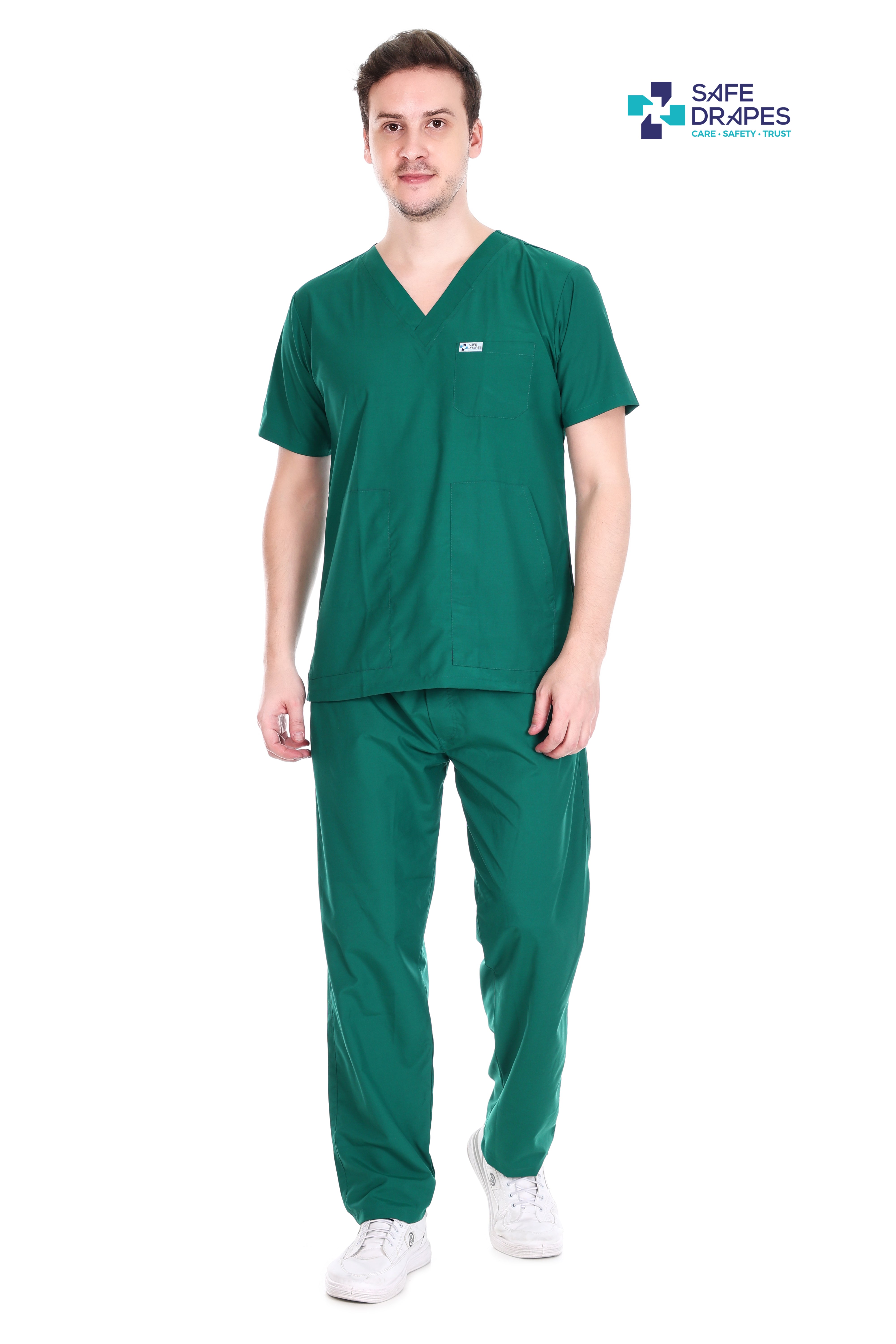 Safe Drapes Men's Professional V-Neck Medical Scrub Set