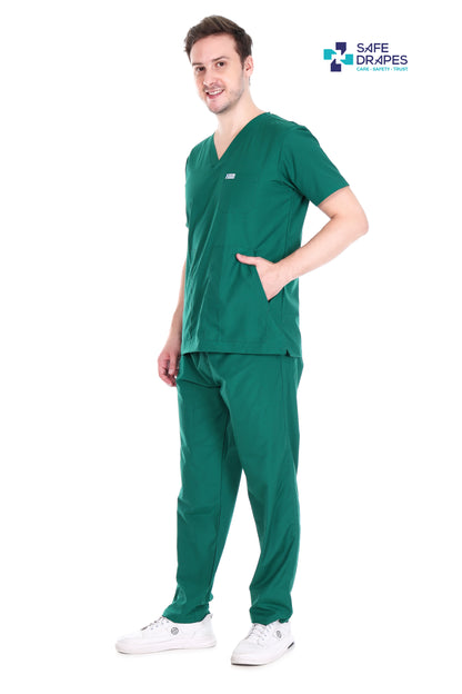 Safe Drapes Men's Professional V-Neck Medical Scrub Set