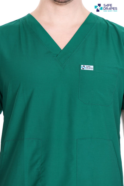 Safe Drapes Men's Professional V-Neck Medical Scrub Set