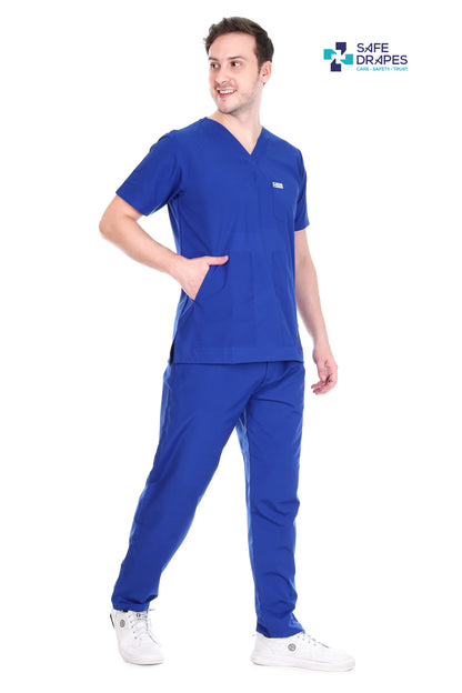 Safe Drapes Men's Professional V-Neck Medical Scrub Set