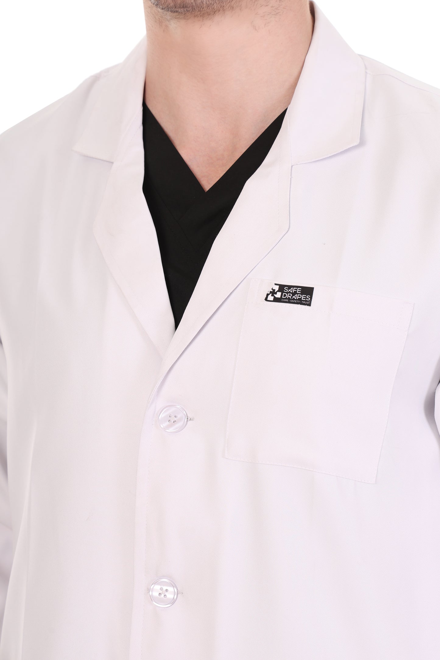 Safe Drapes Men's Professional Long Length Medical Lab Coat